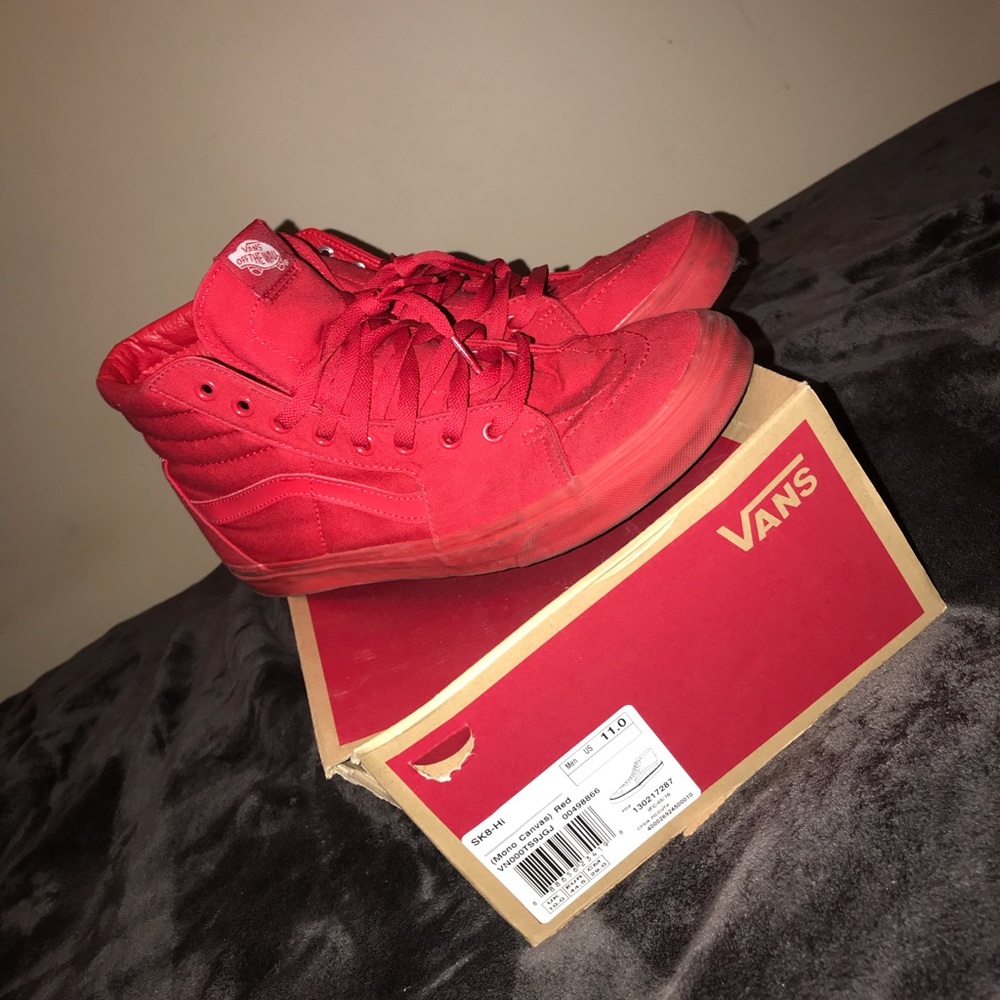 Red high top vans size 11